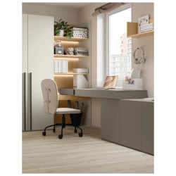 Meble WOOW Lenart w kolorze clay grey, dąb vicenza i szampański - aranżacja