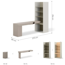 Zestaw młodzieżowy SET-WOS9LE z biurkiem i regałem - wymiary