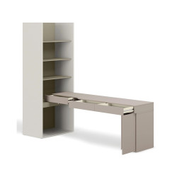 Zestaw młodzieżowy SET-WOS9LE z biurkiem i regałem - widok otwartych szuflad