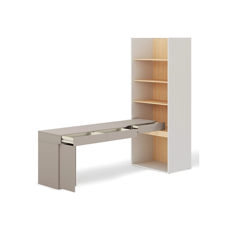 Zestaw młodzieżowy SET-WOS9LVB w kolorze clay grey i dąb vicenza - otwarte szuflady