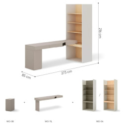Zestaw młodzieżowy SET-WOS9LVB w kolorze clay grey i dąb vicenza - wymiary