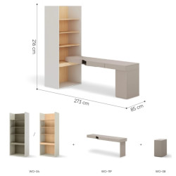 Zestaw młodzieżowy SET-WOS9LVB w kolorze clay grey i dąb vicenza - wymiary