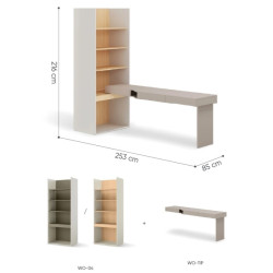 Biurko z regałem SET-WOS10PVB – kolekcja WOOW Lenart - wymiary