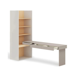 Biurko z regałem SET-WOS10PVB – kolekcja WOOW Lenart - otwarte szuflady