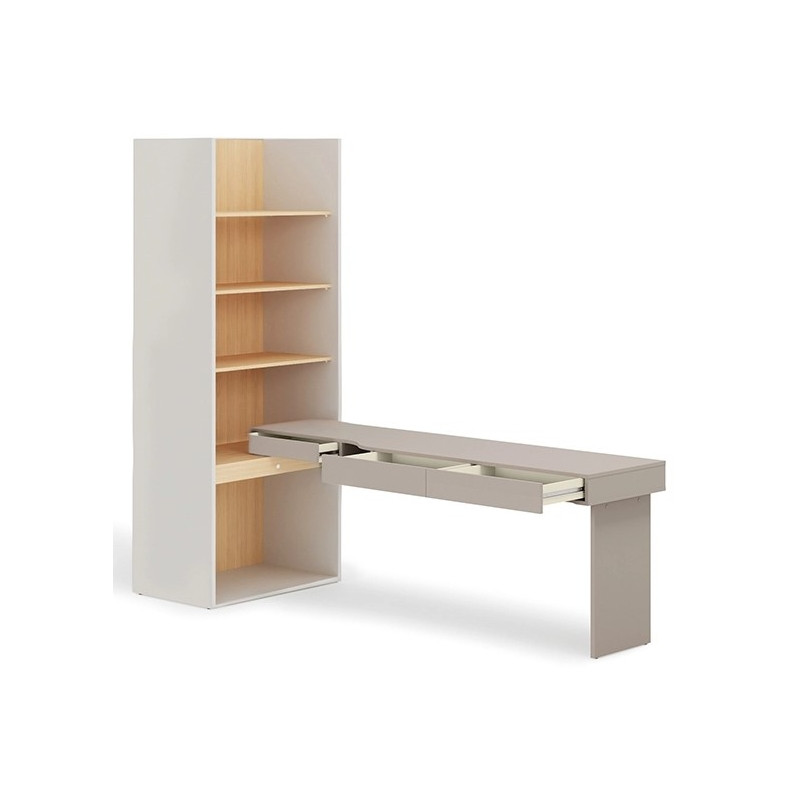Biurko z regałem SET-WOS10PVB – kolekcja WOOW Lenart - otwarte szuflady