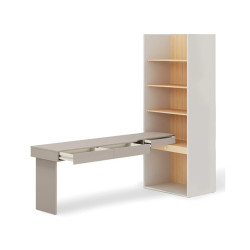 Biurko z regałem SET-WOS10LVB – kolekcja WOOW Lenart - otwarte szuflady