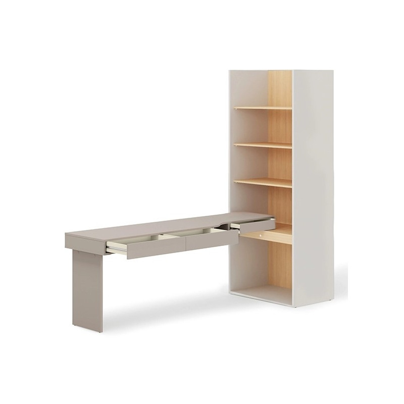 Biurko z regałem SET-WOS10LVB – kolekcja WOOW Lenart - otwarte szuflady