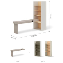 Biurko z regałem SET-WOS10LVB – kolekcja WOOW Lenart - wymiary