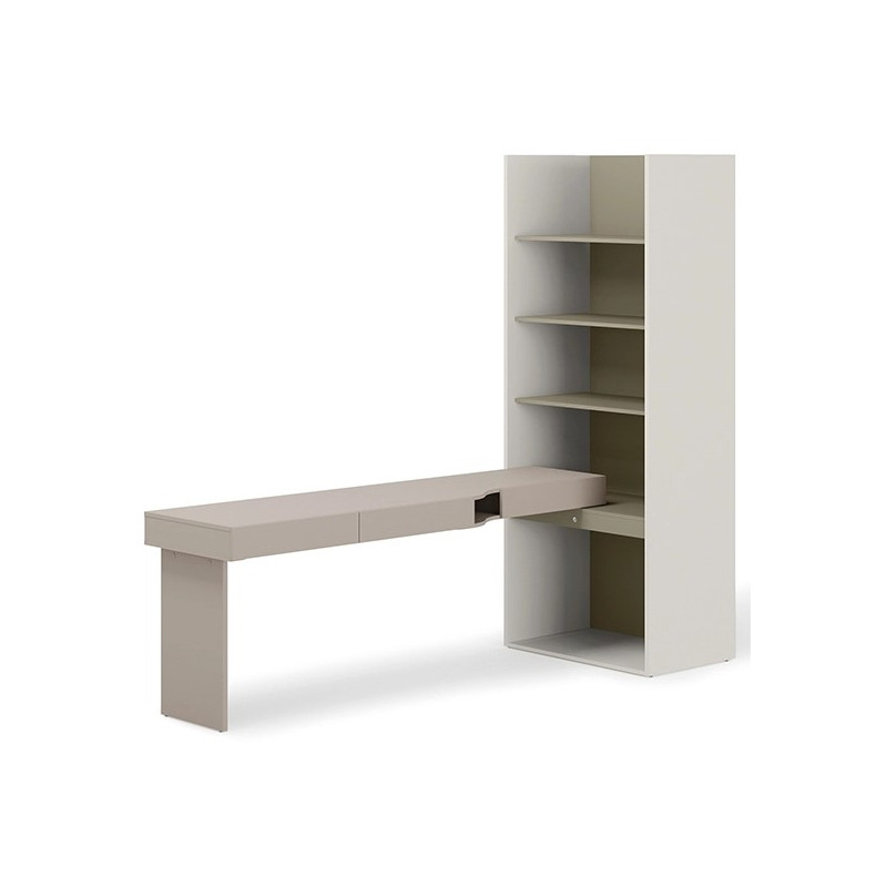 Biurko z regałem SET-WOS10LE w kolorze clay grey i eukaliptus