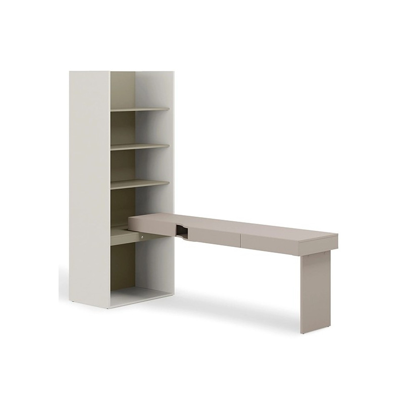 Biurko z regałem SET-WOS10PE w kolorze clay grey i eukaliptus