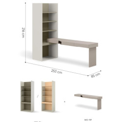 Biurko z regałem SET-WOS10PE w kolorze clay grey i eukaliptus - wymiary