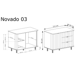 Komoda NOVADO NO-3 JARSTOL Clay Gray lub Biel 111 cm | domowanie.pl