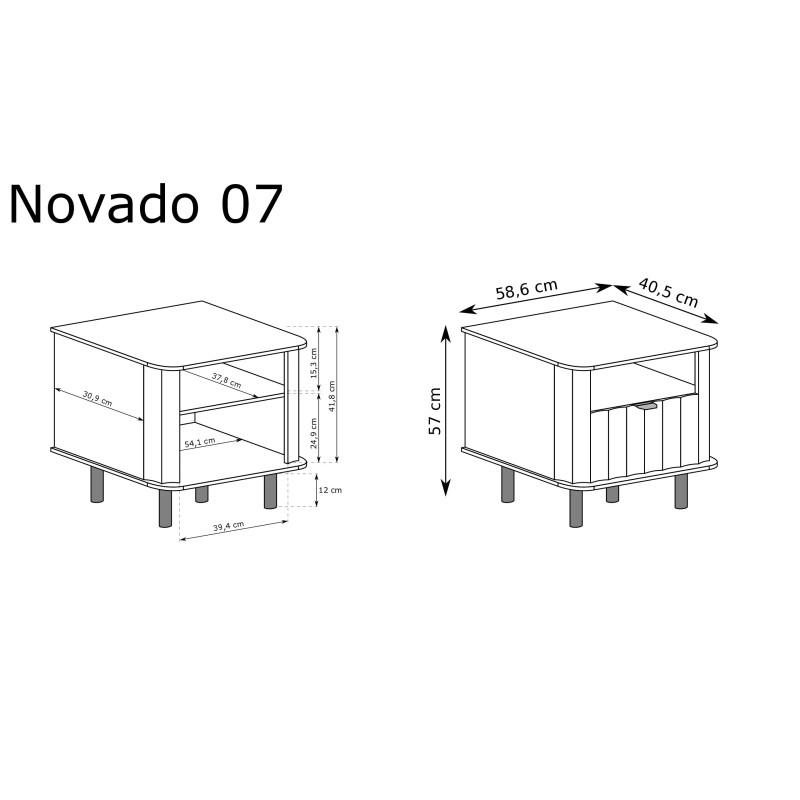 Szafka nocna NOVADO NO-7 Clay Clay Gray - wymiary mebla