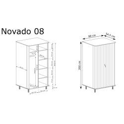 Szafa NOVADO NO-8 Clay Gray Jarstol - Wymiary