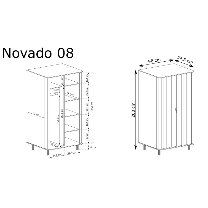 Szafa NOVADO NO-8 Clay Gray Jarstol - Wymiary