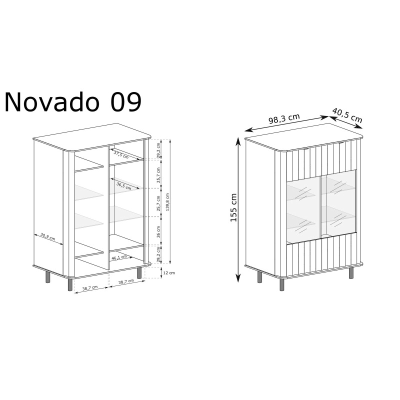 Witryna NOVADO NO-9 Jarstol - wymiary