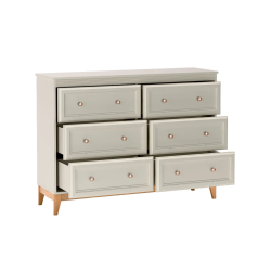 Komoda Jarstol WINDSOR kaszmir z sześcioma szufladami otwarta