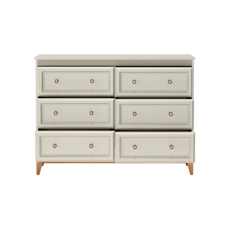 Komoda Jarstol WINDSOR kaszmir z sześcioma szufladami front otwarty