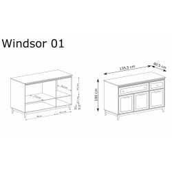Komoda Windsor W1 Jarstol - Wymiary