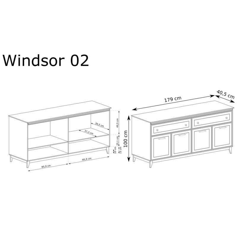 Komoda Windsor W2 Jarstol - wymiary
