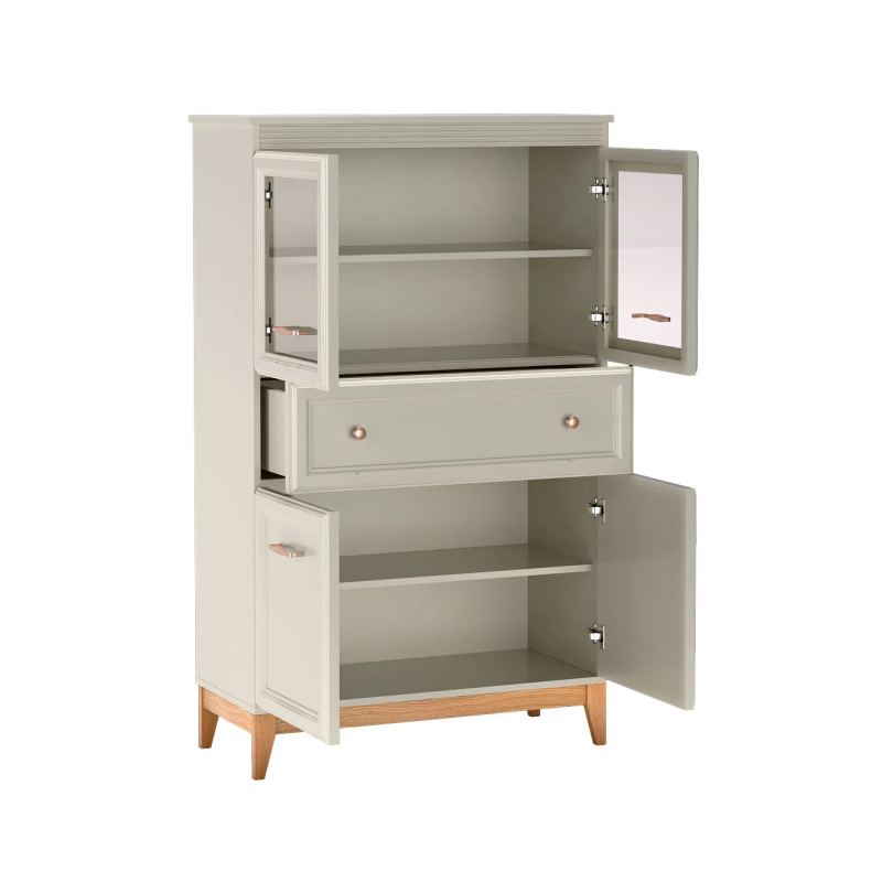 Witryna Jarstol WINDSOR z przeszkloną górą i dolnymi szafkami - otwarta