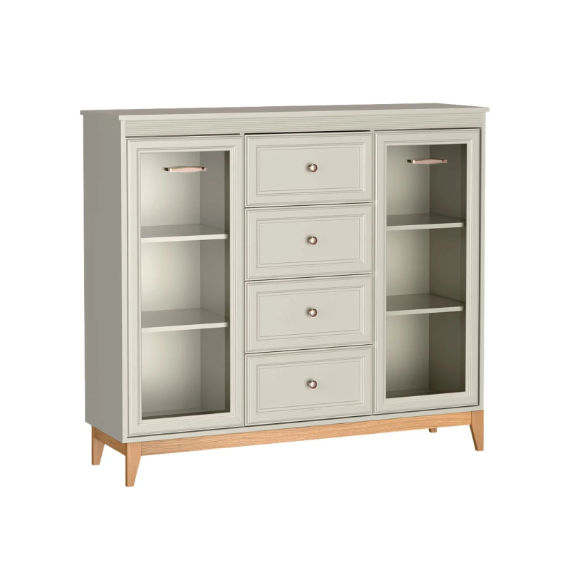 Witryna WINDSOR szeroka z przeszkleniem i szufladami