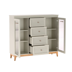 Witryna WINDSOR szeroka z przeszkleniem i szufladami - wnętrze