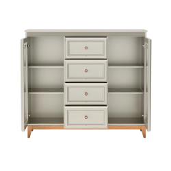 Witryna WINDSOR szeroka z przeszkleniem i szufladami - otwarta