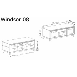 Szafka RTV WINDSOR W-8 z kaszmirowymi frontami - wumiary