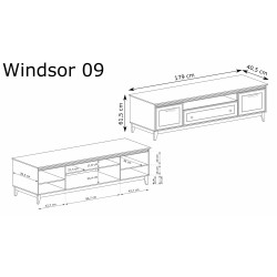 Szafka RTV WINDSOR W-9 179 cm z kaszmirowymi frontami - wymiary