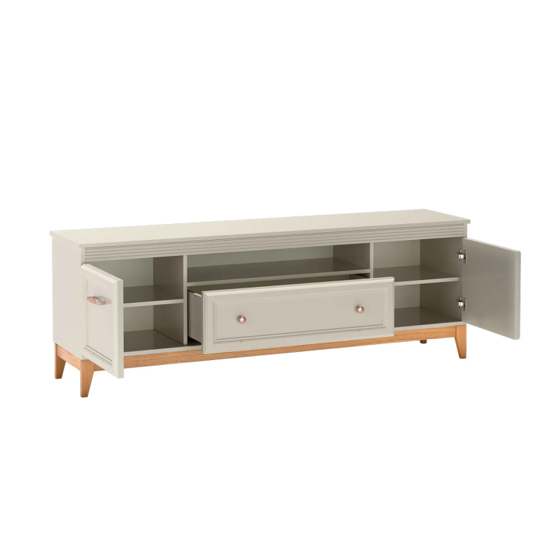 Szafka RTV WINDSOR W-9 179 cm z kaszmirowymi frontami - wnętrze szafki