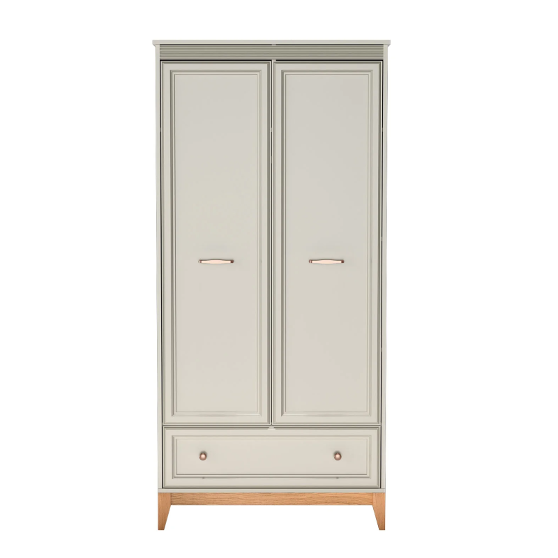 Dwudrzwiowa szafa WINDSOR W-10 z drążkiem i półkami - widok z przodu