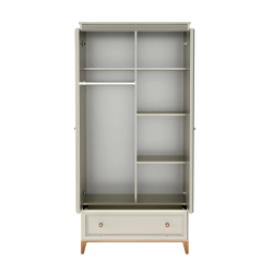 Otwarta dwudrzwiowa szafa WINDSOR W-10 z drążkiem i półkami