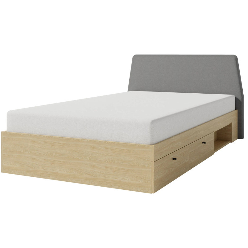 Łóżko 120x200 Alessio AE13 beż piaskowy/dąb olejowany