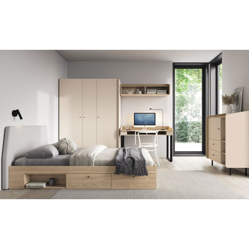 Półka wisząca Alessio AE11 beż piaskowy/dąb olejowany