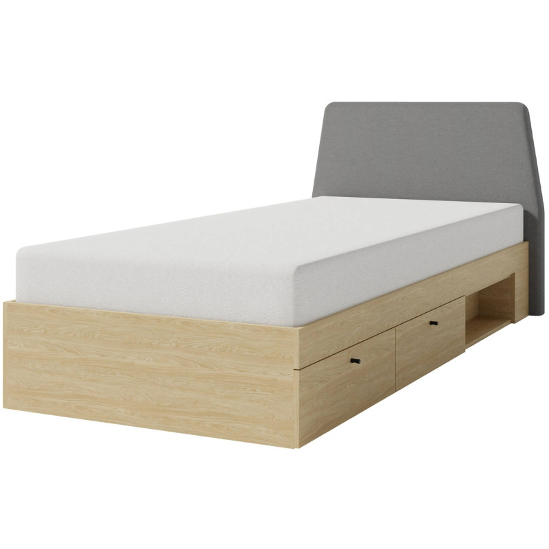 Łóżko 90x200 Alessio AE12 beż piaskowy/dąb olejowany