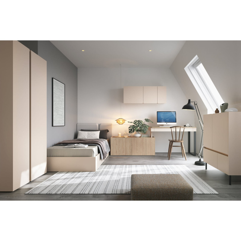 Zestaw mebli do pokoju młodzieżowego LUCA Beż Piaskowy / Dąb