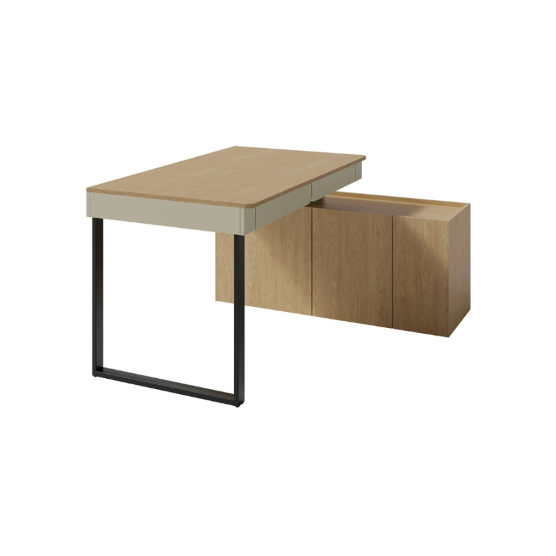 Nowoczesne biurko z komodą Luca LC10 eukaliptus/dąb baltic dune