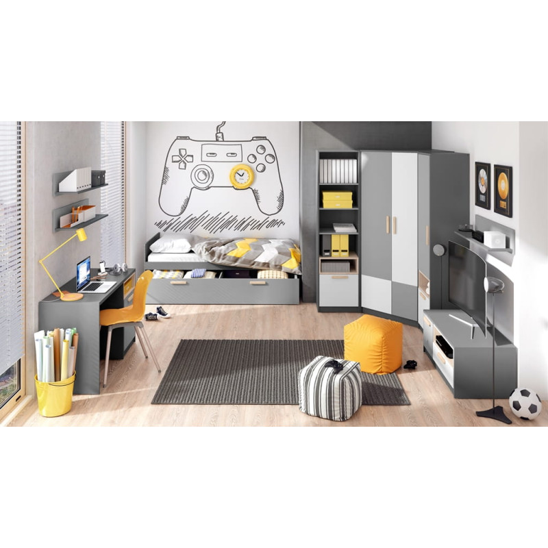 Zestaw mebli do pokoju młodzieżowego POK 1 grafit/buk