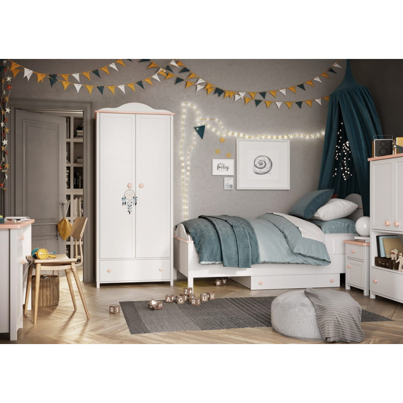 Zestaw mebli do pokoju dziecięcego LUNA 5 biały / różowy