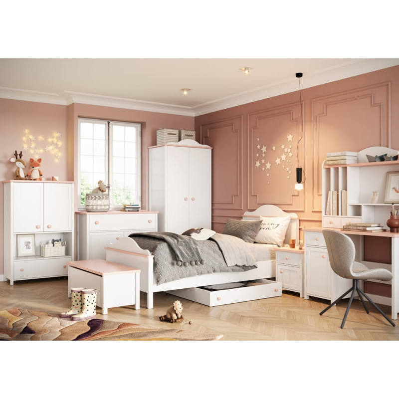 Zestaw mebli do pokoju dziecięcego LUNA 6 biały / różowy