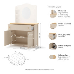 Komoda dziecięca STORY SO-05 beż/dąb vincenza - wymiary
