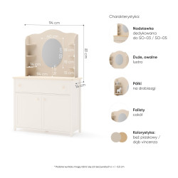 Toaletka dziecięca STORY SO-06 z lustrem - wymiary