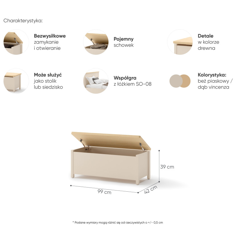 Mobilny kontener dziecięcy z kolekcji STORY SO-10 - wymiary