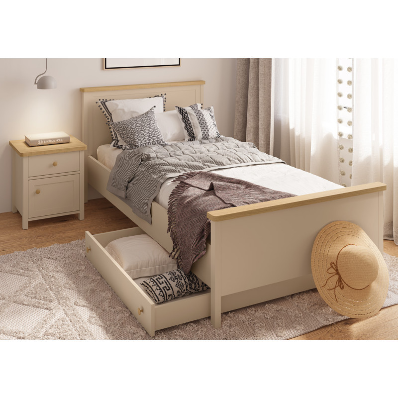 Łóżko SO-16 Szerokość 105 cm Story Beż Piaskowy / Dąb Vincenza