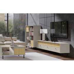 Zestaw Mebli Do Salonu MALTA 4 Beż Piaskowy / Dąb Olejowany Zestaw Mebli Do Salonu MALTA 4 Beż Piaskowy / Dąb Olejowany