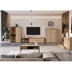 Zestaw Mebli Do Salonu VISSO Dąb Linearny Wysokie Metalowe Zestaw Mebli Do Salonu VISSO Dąb Linearny Wysokie Metalowe