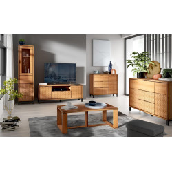 Zestaw Mebli Do Salonu FONTI Pokój dzienny Dąb Karmel Zestaw Mebli Do Salonu FONTI Pokój dzienny Dąb Karmel