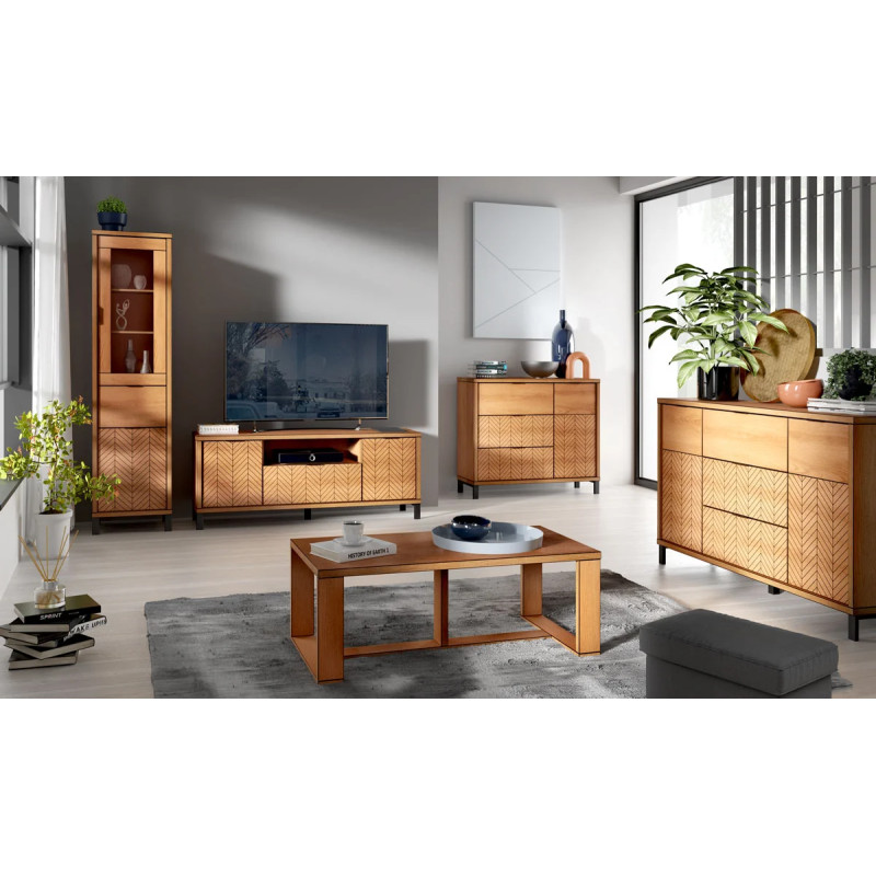 Zestaw Mebli Do Salonu FONTI Pokój dzienny Dąb Karmel