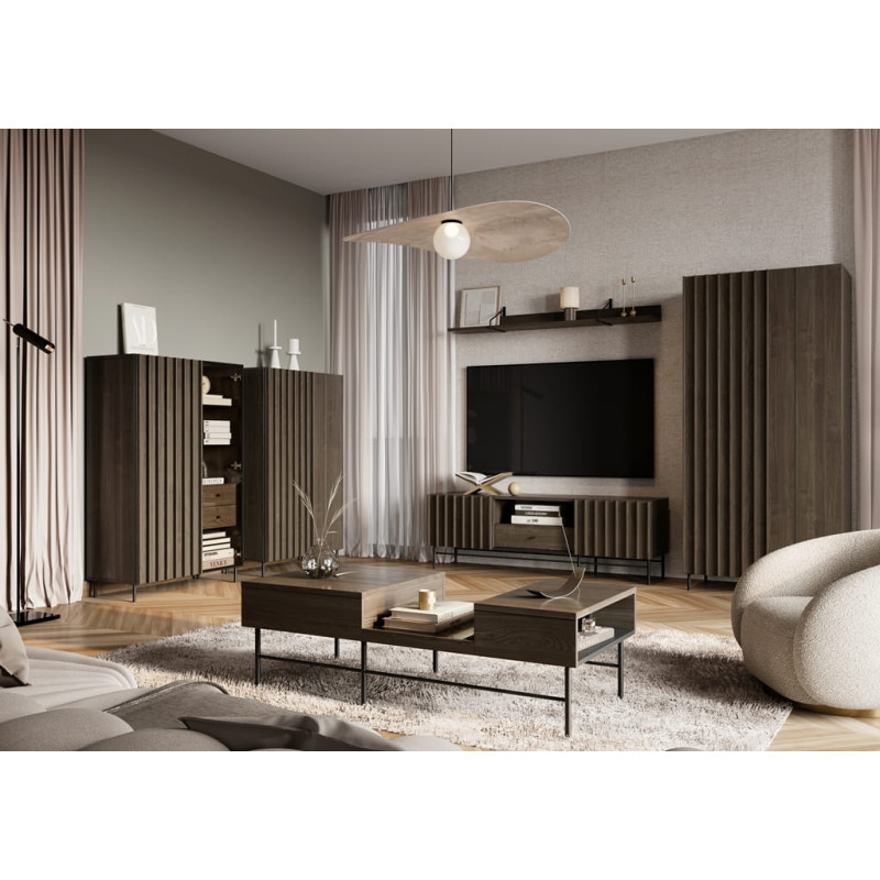 Zestaw Mebli Do Salonu PIEMONTE jesion portland / czarny 1